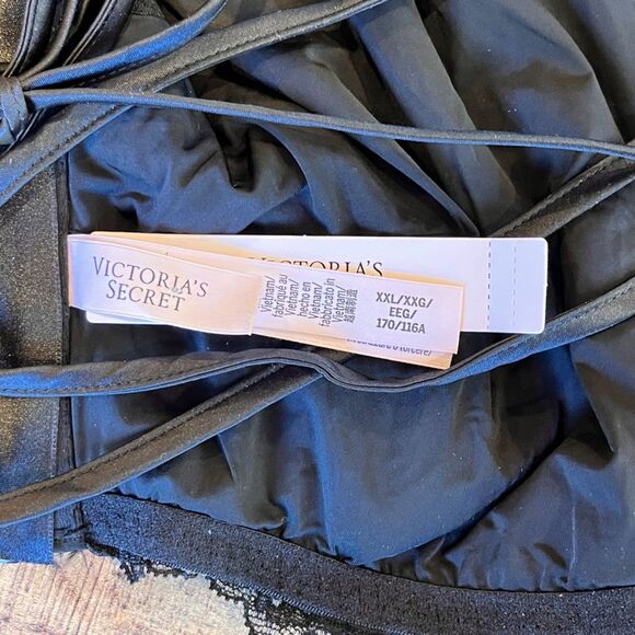 Victoria's Secret Black Sequin Crop Top Lace Up Back XXL 2XL NEW TOP ONLY - Picture 10 of 10